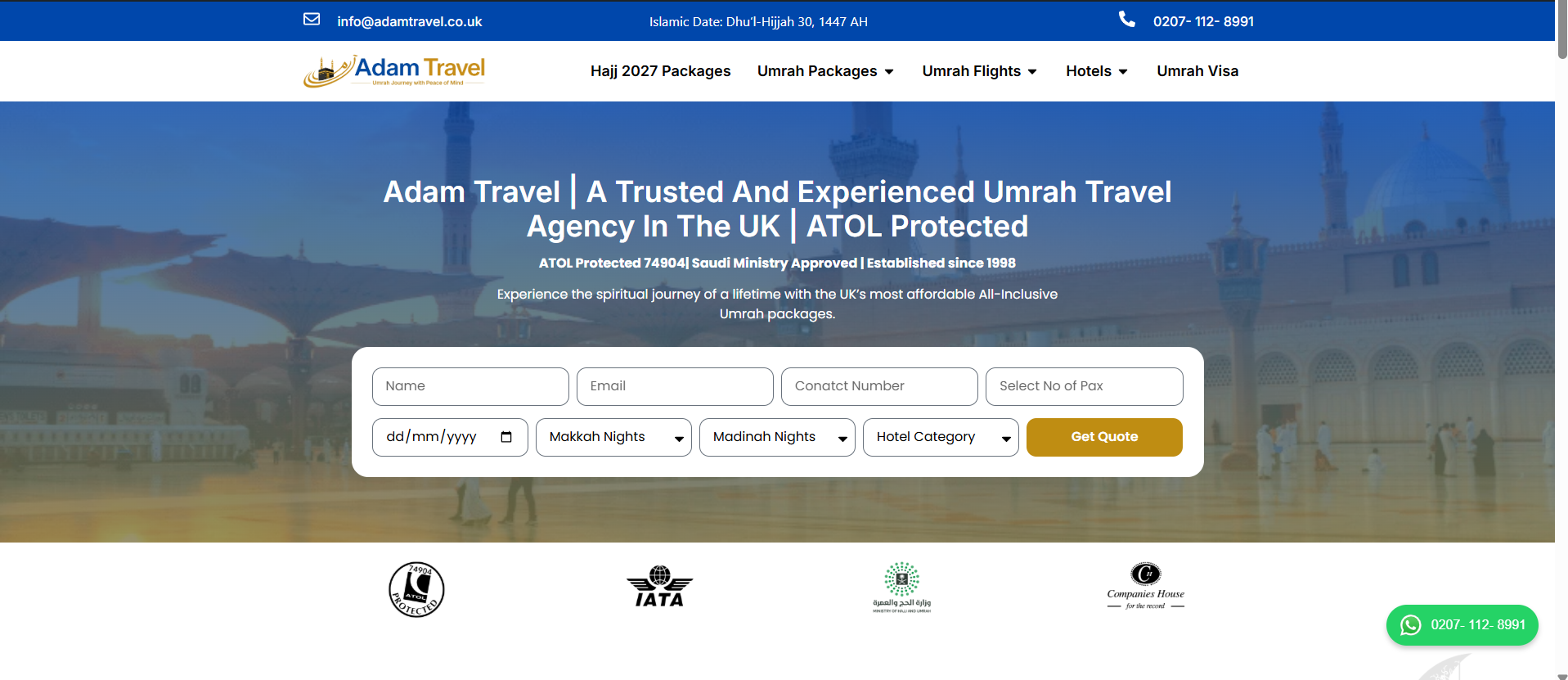 Adam Travel project screenshot